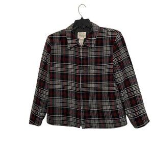 Kathie Lee Collection Vintage Plaid Zip Up Lined Jacket Blazer Size Large